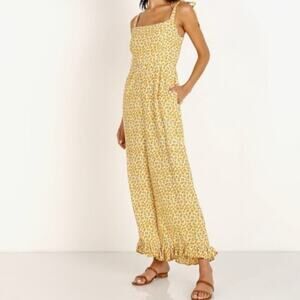 Faithfull The Brand Frankie Sunflower Tie Shoulder Jumpsuit M 6